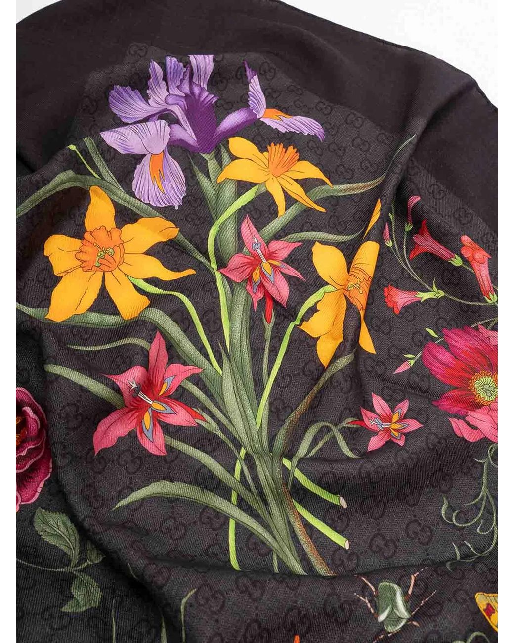 Gucci Black 'Flora' Foulard