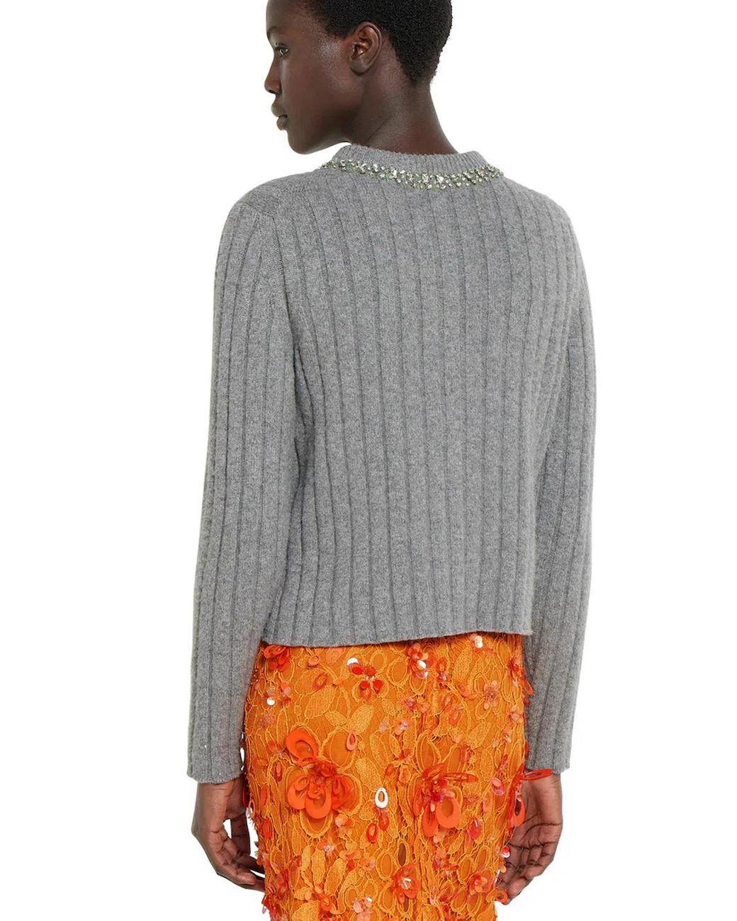Gucci Gray Rib Soft Wool And Cashmere Cardigan