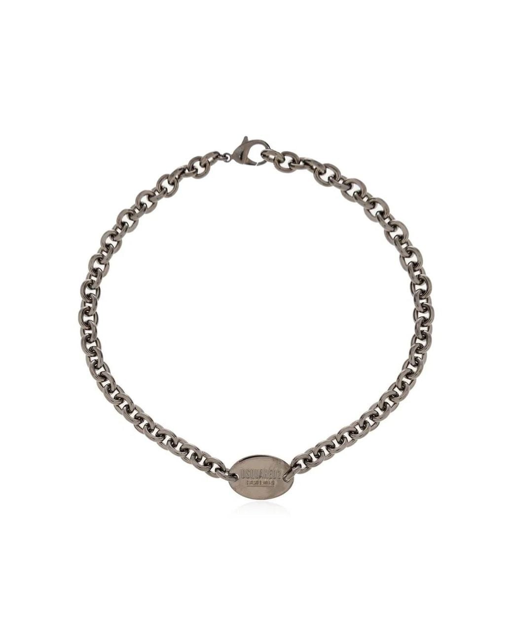 DSquared² Metallic Ceresio 9 Logo Tag Chain Necklace for men
