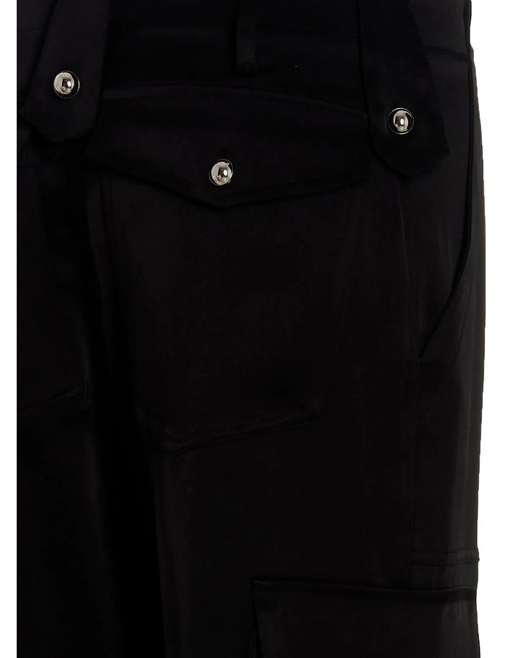 David Koma Black Satin-Finish Cargo Pants With Multi-Pockets