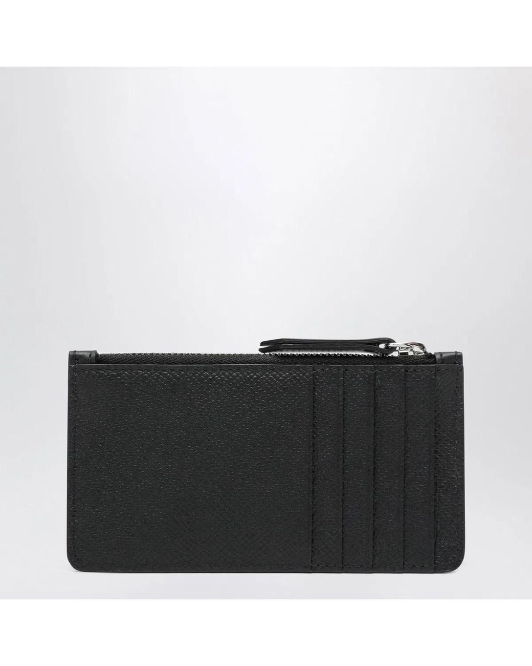 Maison Margiela Black Four Stitches Zip Card Holder for men