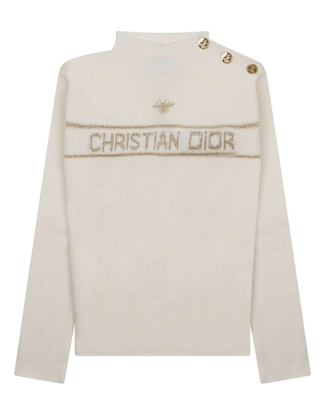 Dior White Cashmere Jumper With Logo Jumpers