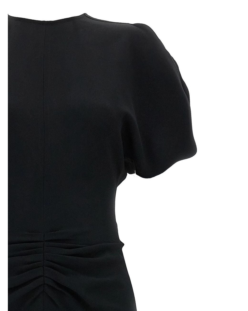 Victoria Beckham Black Round Neck Midi Dress