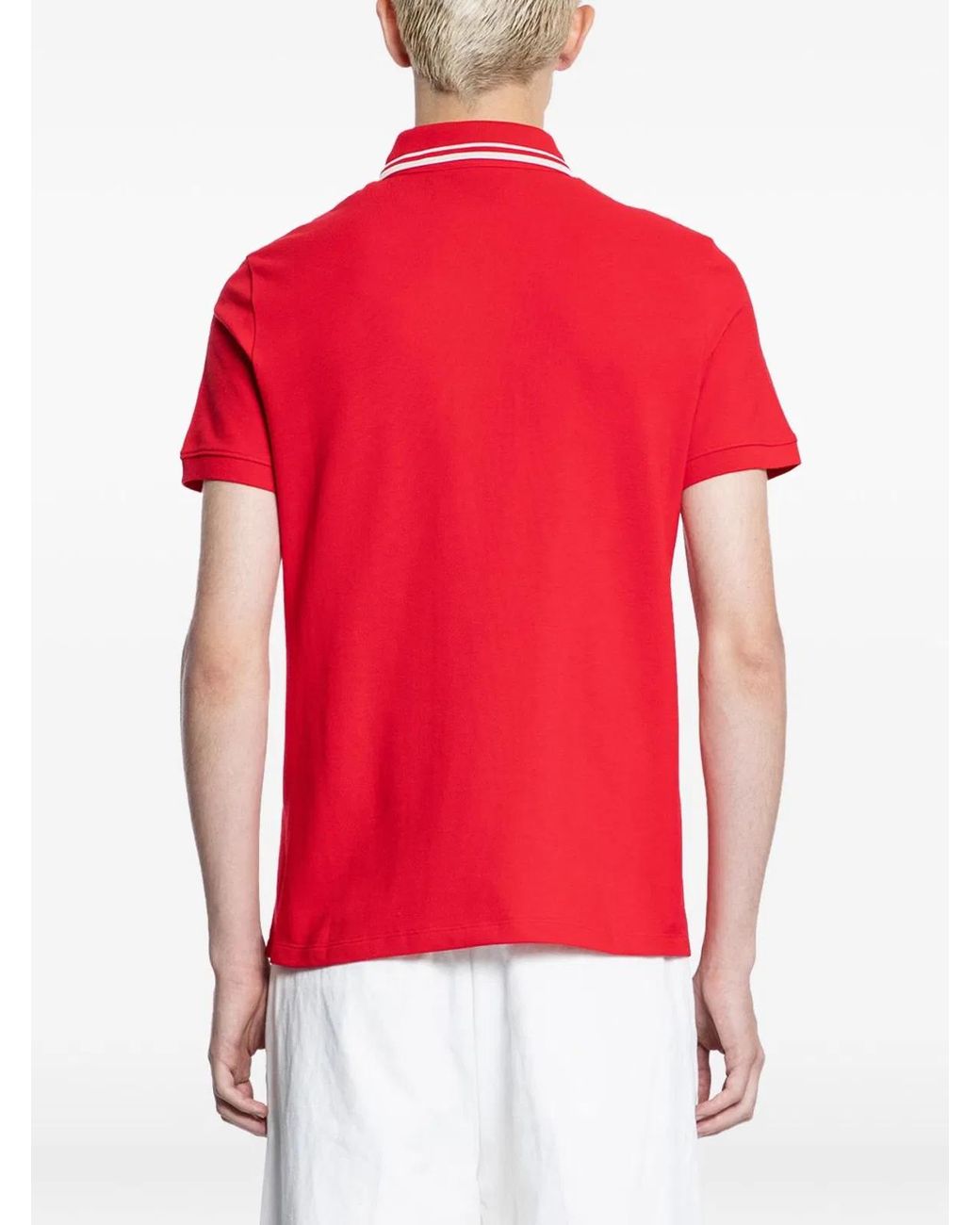 Valentino Garavani Red Cotton Piqué Polo Shirt With Vlogo Patch for men