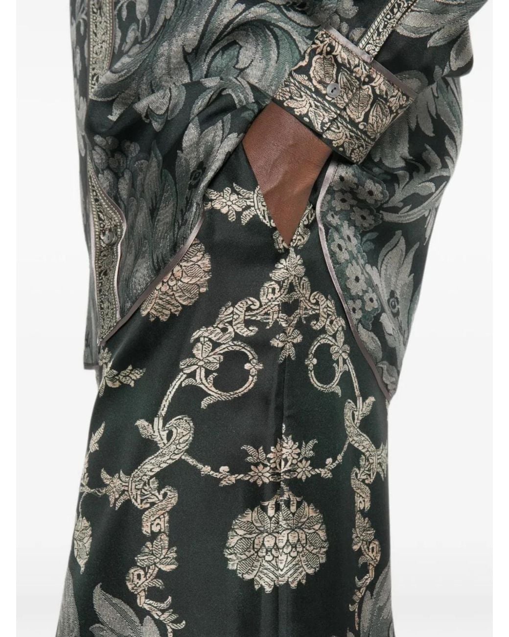 Pierre Louis Mascia Black Printed Silk Trousers