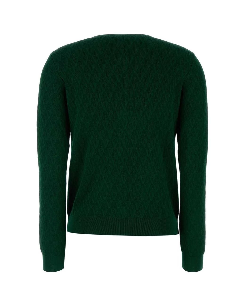Versace Green Knit Sweater Textured V Jacquard Stretch Viscose