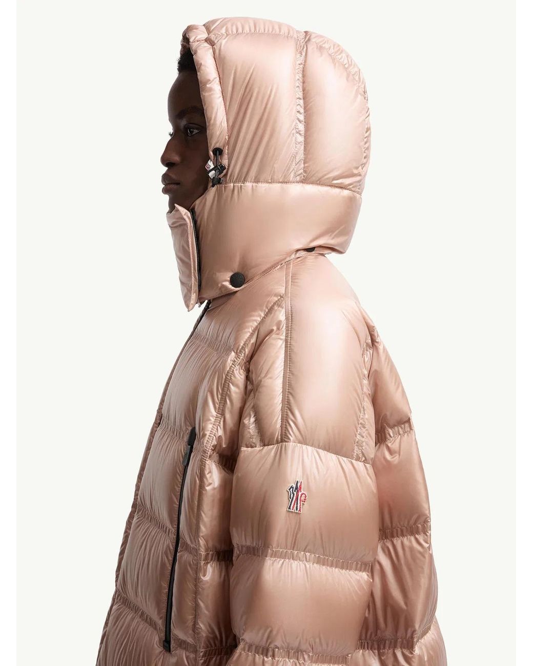 Moncler Natural Rochelairs Hooded Long Down Jacket