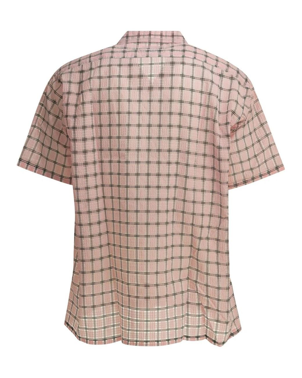 Beams Plus Pink "Open Collar Nylon Airy Plaid" Casual Shirt for men