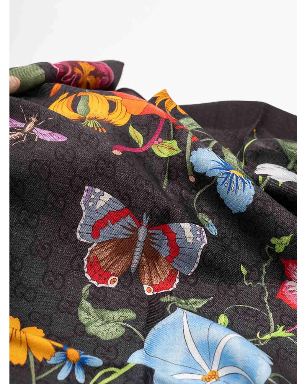 Gucci Black 'Flora' Foulard