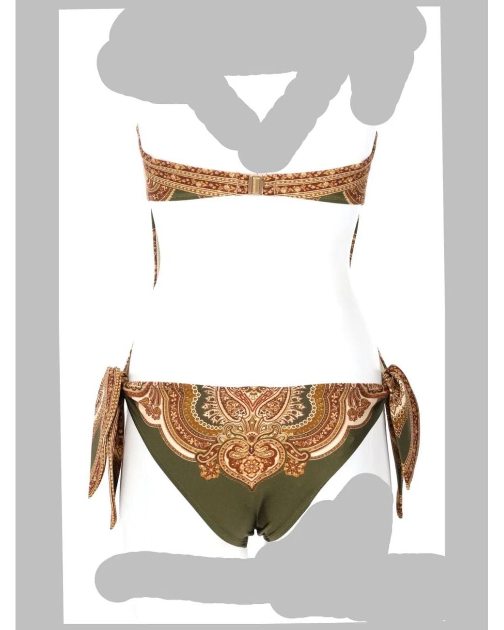 Zimmermann Metallic Paisley Print Bandeau One-Piece Swimsuit With Side Ties