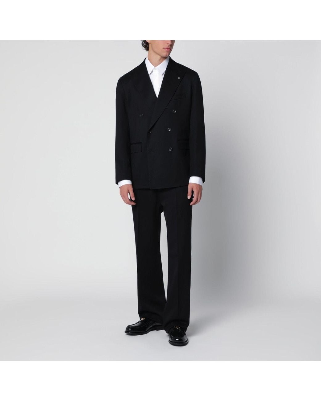 Tagliatore Black Doublebreasted Wool Suit for men
