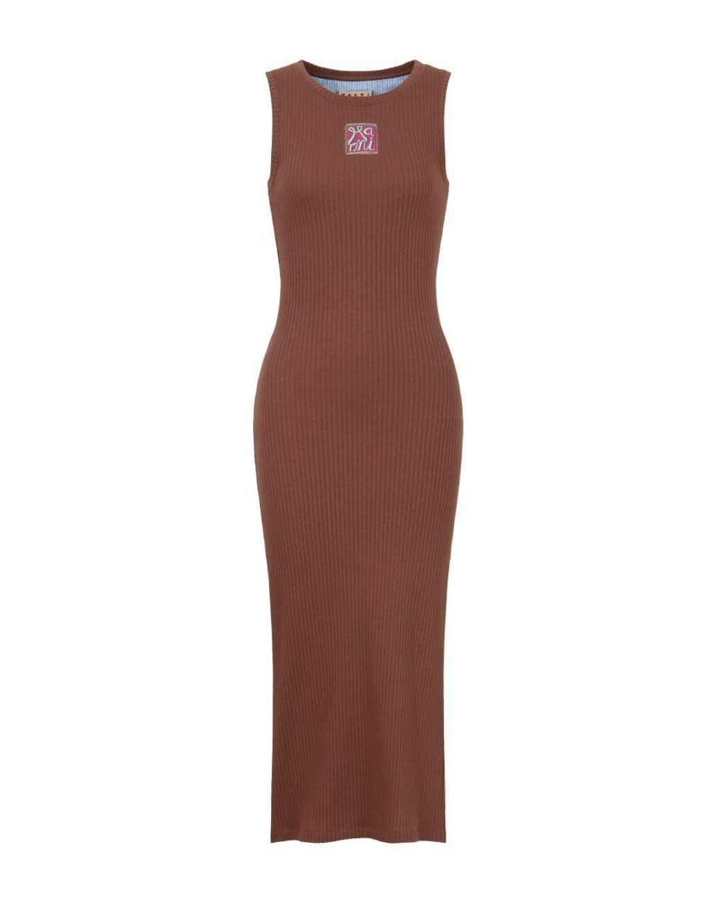 Marni Brown Frame" Logo Midi Dress