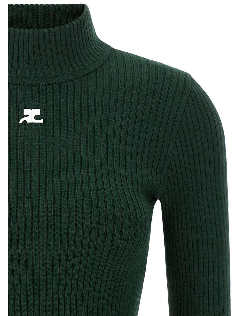 Courreges Green 'Reedition Rib Knit' Sweater