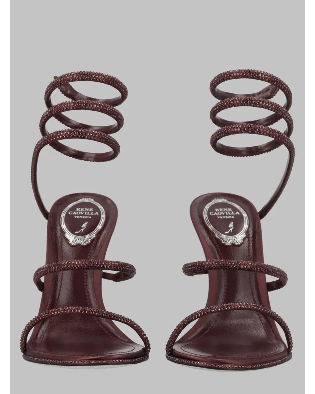 Rene Caovilla Brown Heeled Sandal Cleo Satin