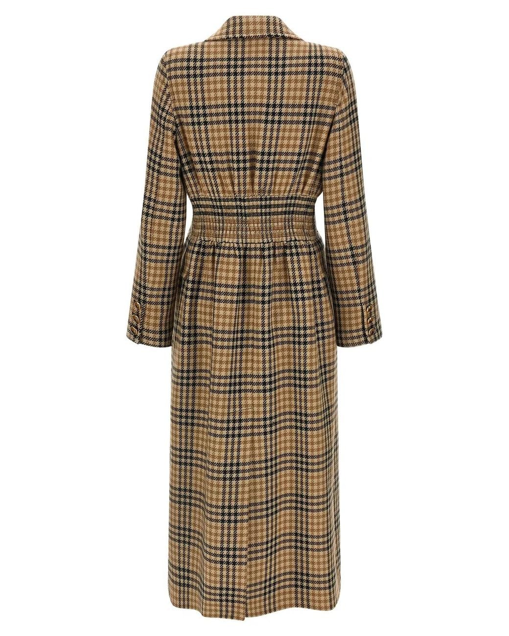Valentino Garavani Natural Houndstooth Wool Coat