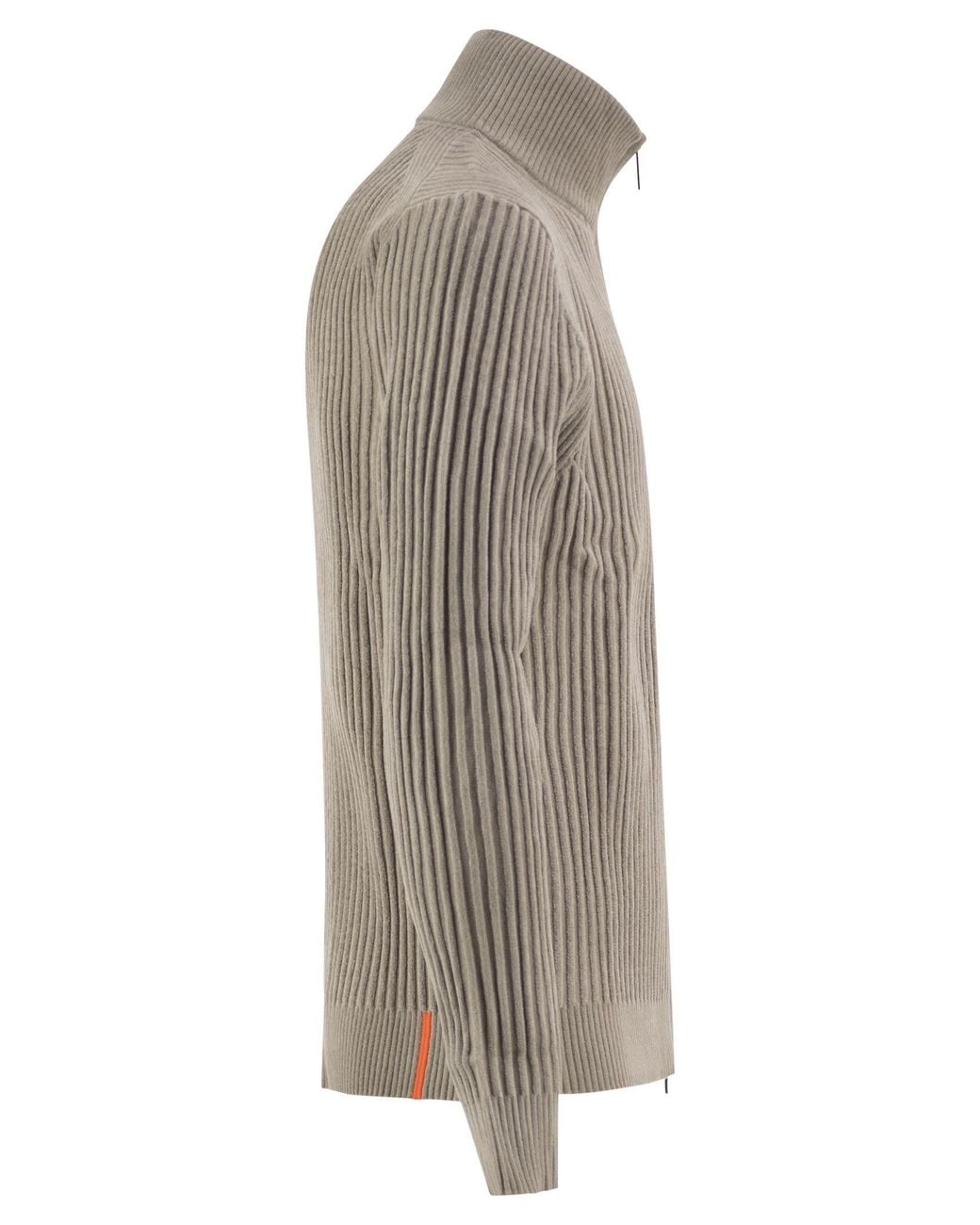 Rrd Gray Ribbed Zip-Up Cardigan for men