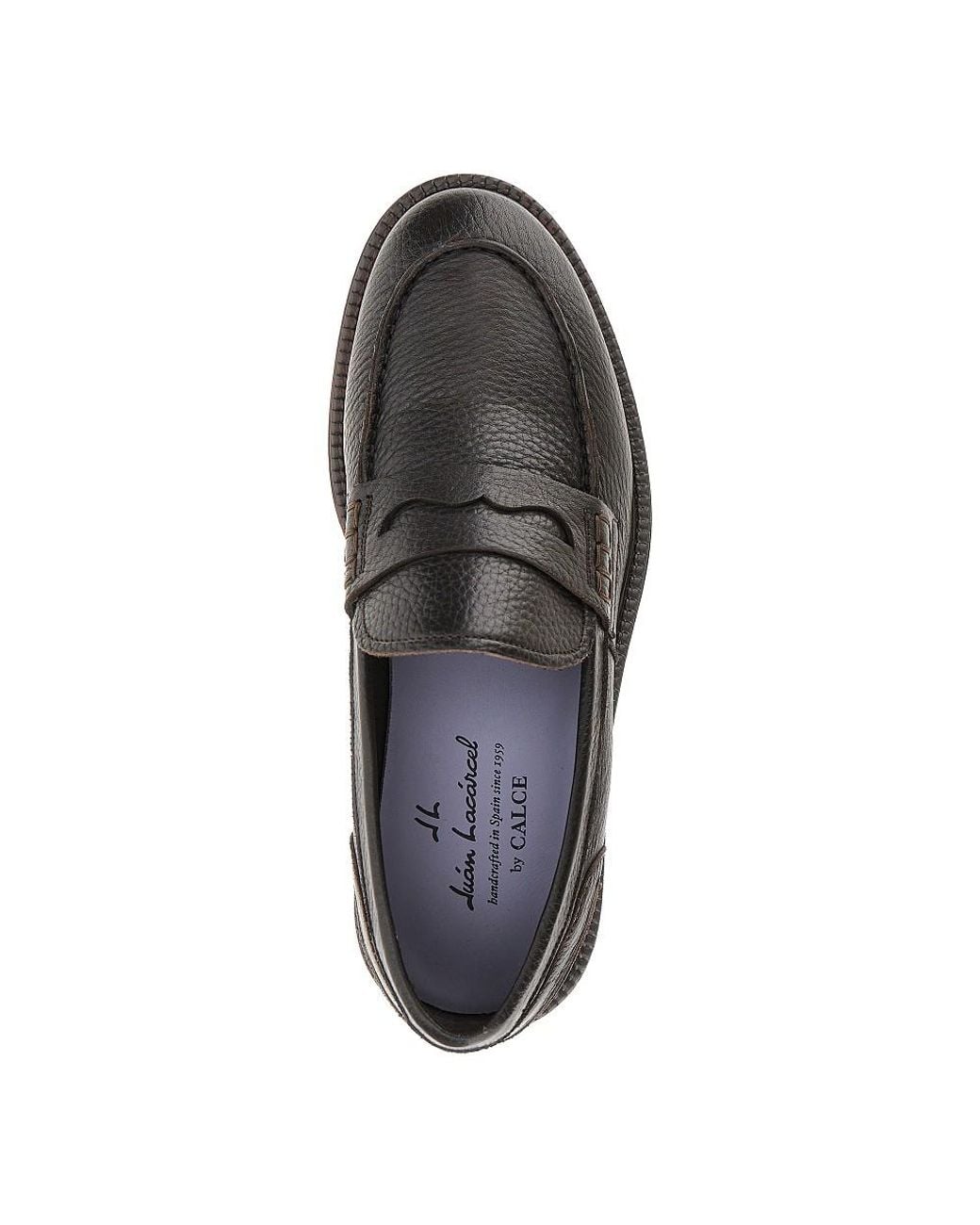 JUAN LACARCEL BY CALCE Black Grained Leather Loafers for men