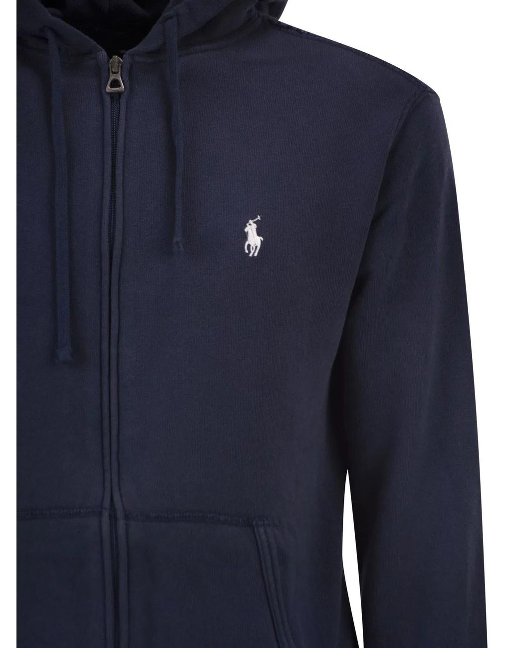 Polo Ralph Lauren Blue Hooded Terry Cloth Sweatshirt for men