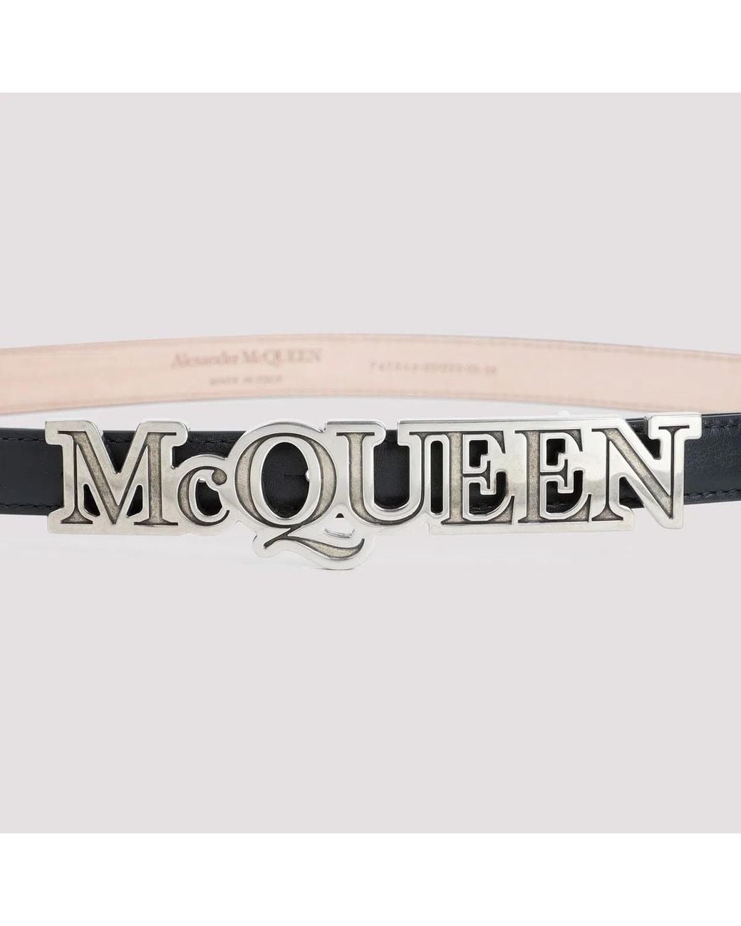 McQueen Black Leather Belt for men