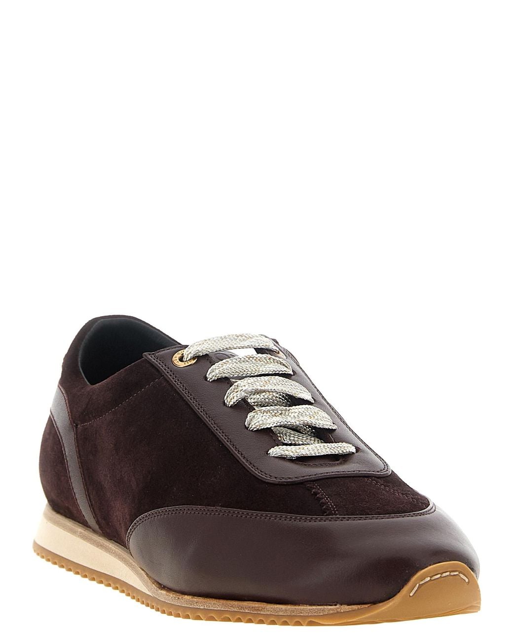 Agnona Brown Suede Runner Sneakers