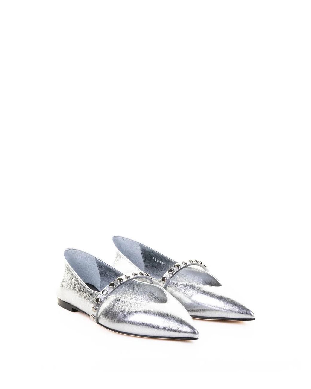 McQueen White Bos Taurus Flat Shoes