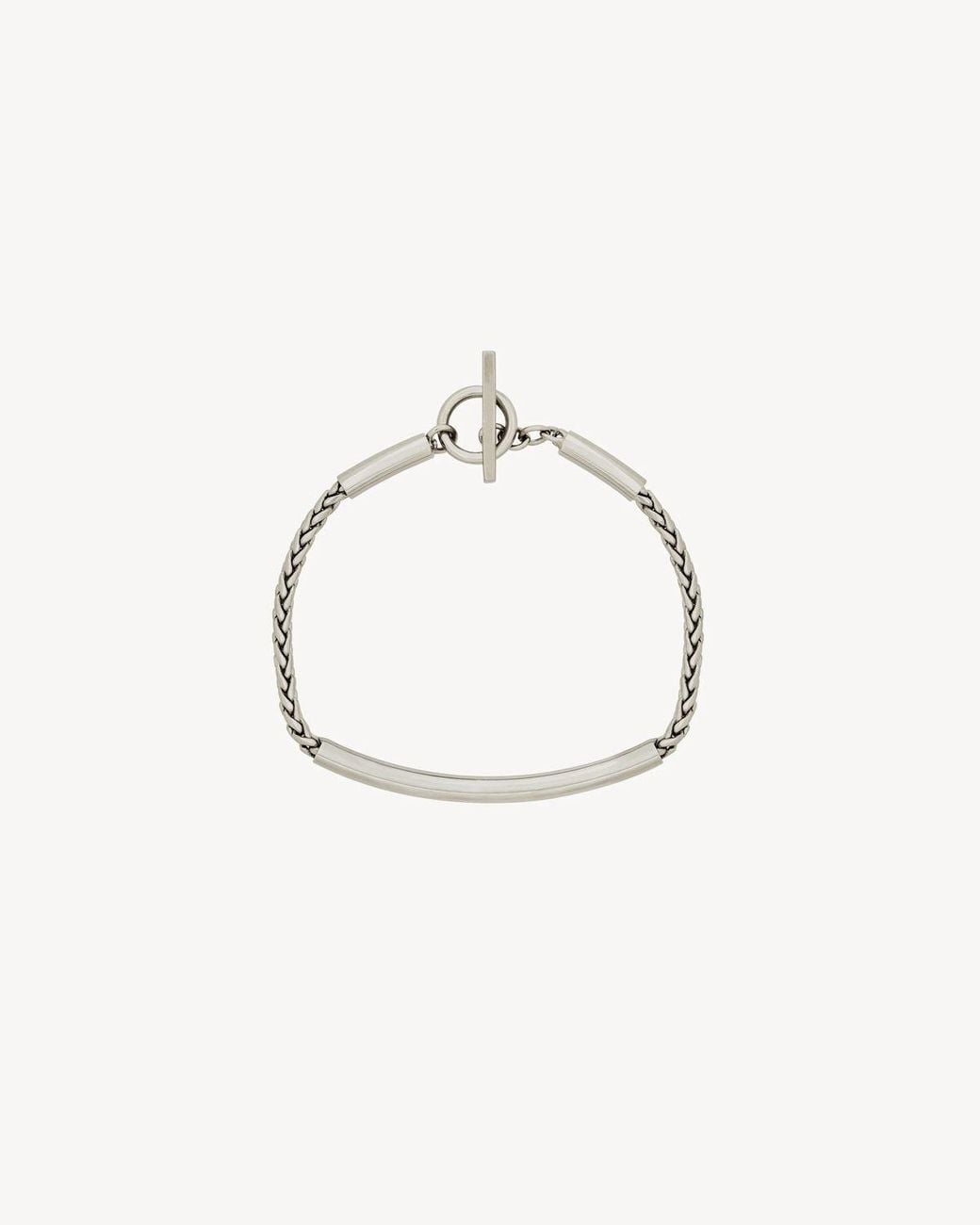 Saint Laurent Metallic Bracciale Con Catena A Spiga E Tubo for men