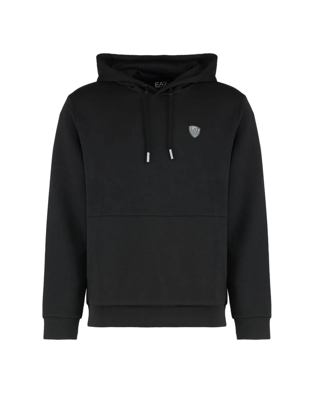 EA7 Black Technical Fabric Hoodie for men