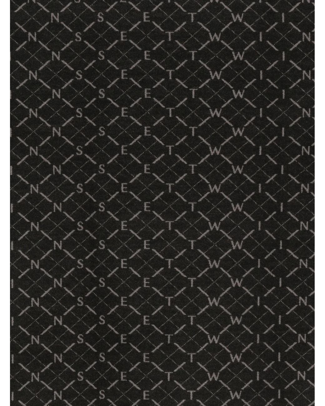 Twinset Black Logo-Pattern Frayed Scarf