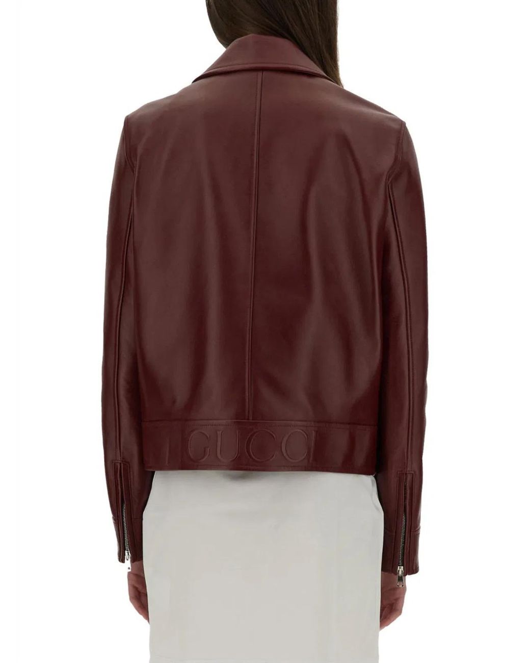 Gucci Red Leather Biker Jacket