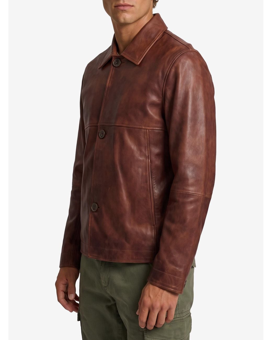 Arma Brown Steep Leather Jacket for men