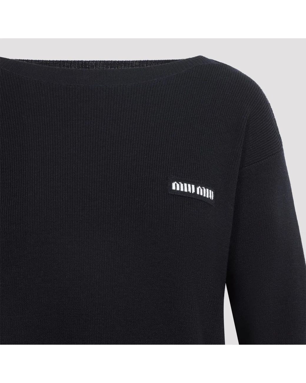 Miu Miu Blue Bleu Boat-Neck Sweater
