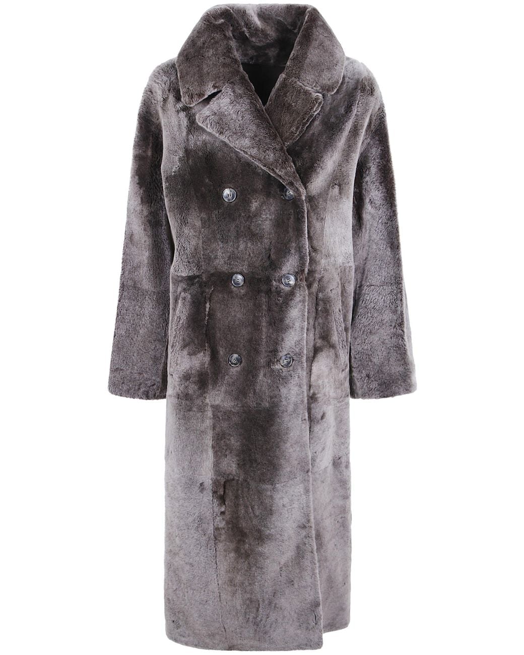Yves Salomon Gray 123 Cm Coat