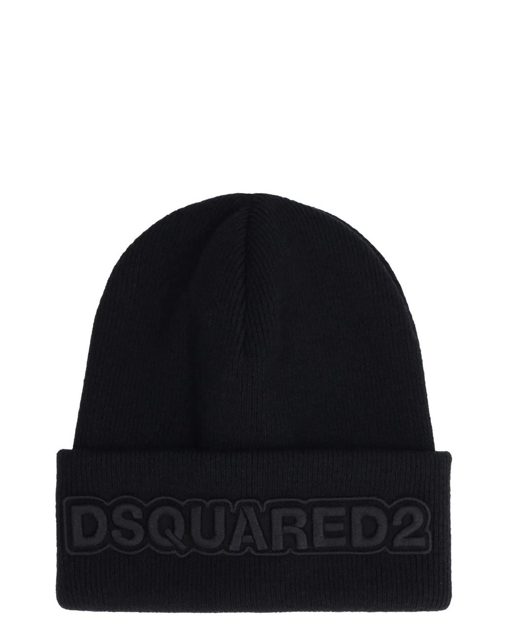 DSquared² Black Wool Beanie Hat for men