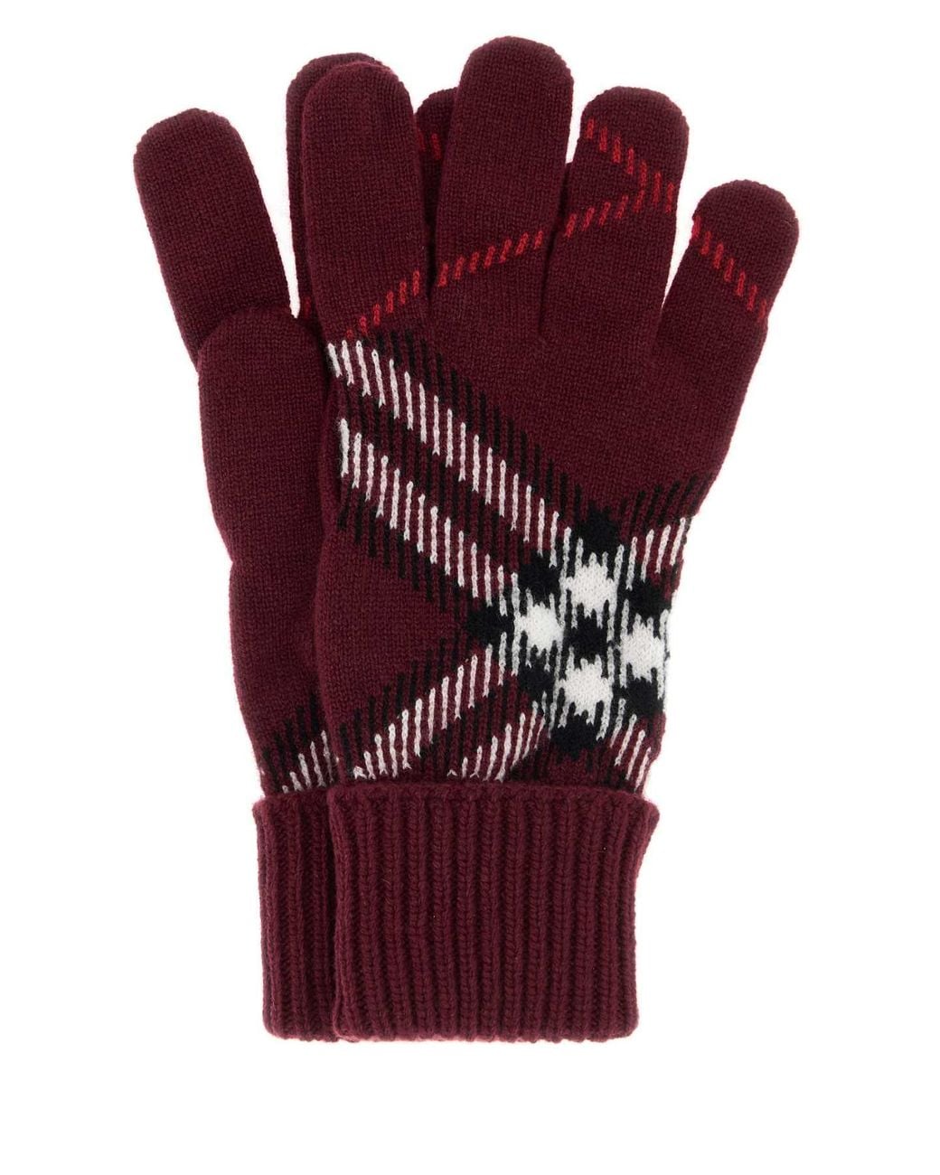 Burberry Red Lg Core Check Gloves