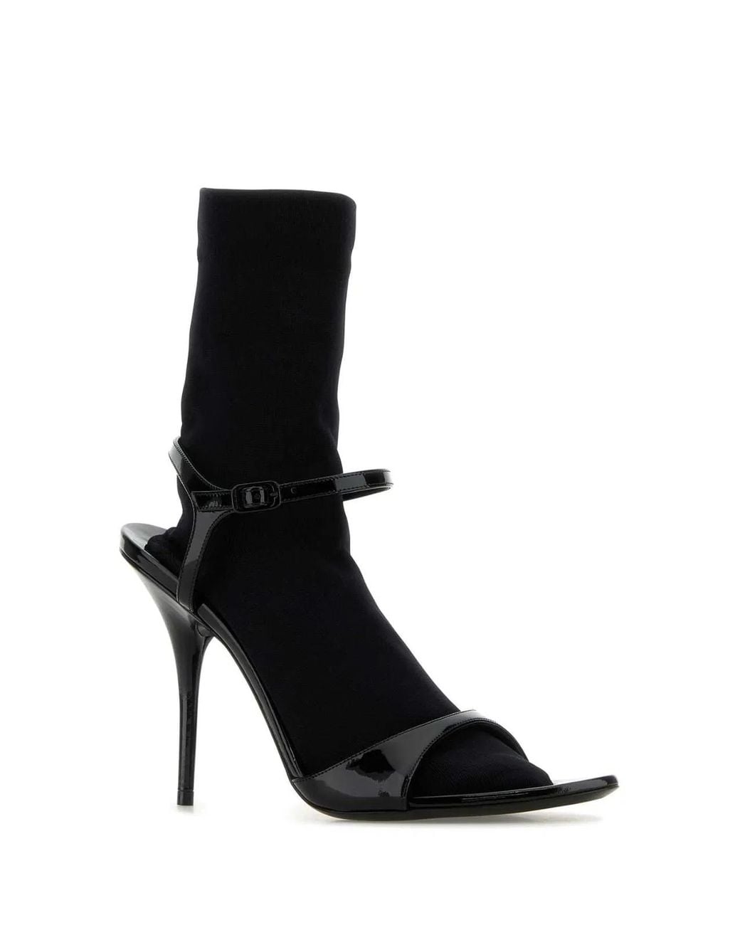 Balenciaga Black Leather Avenue Sock Sandals
