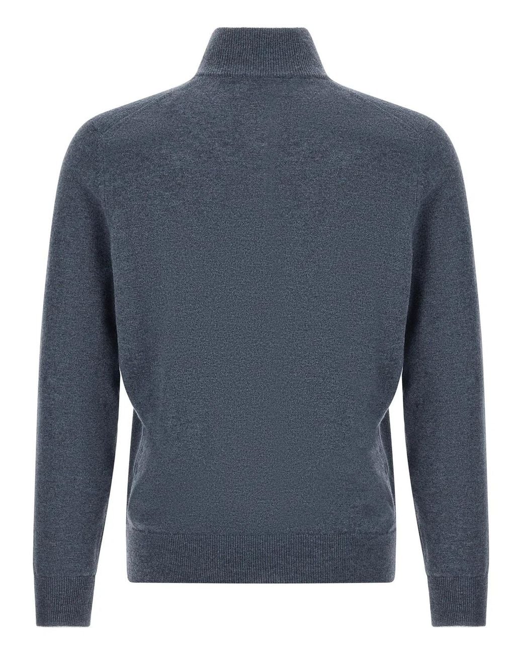 Brunello Cucinelli Blue Half-Zip Sweater for men