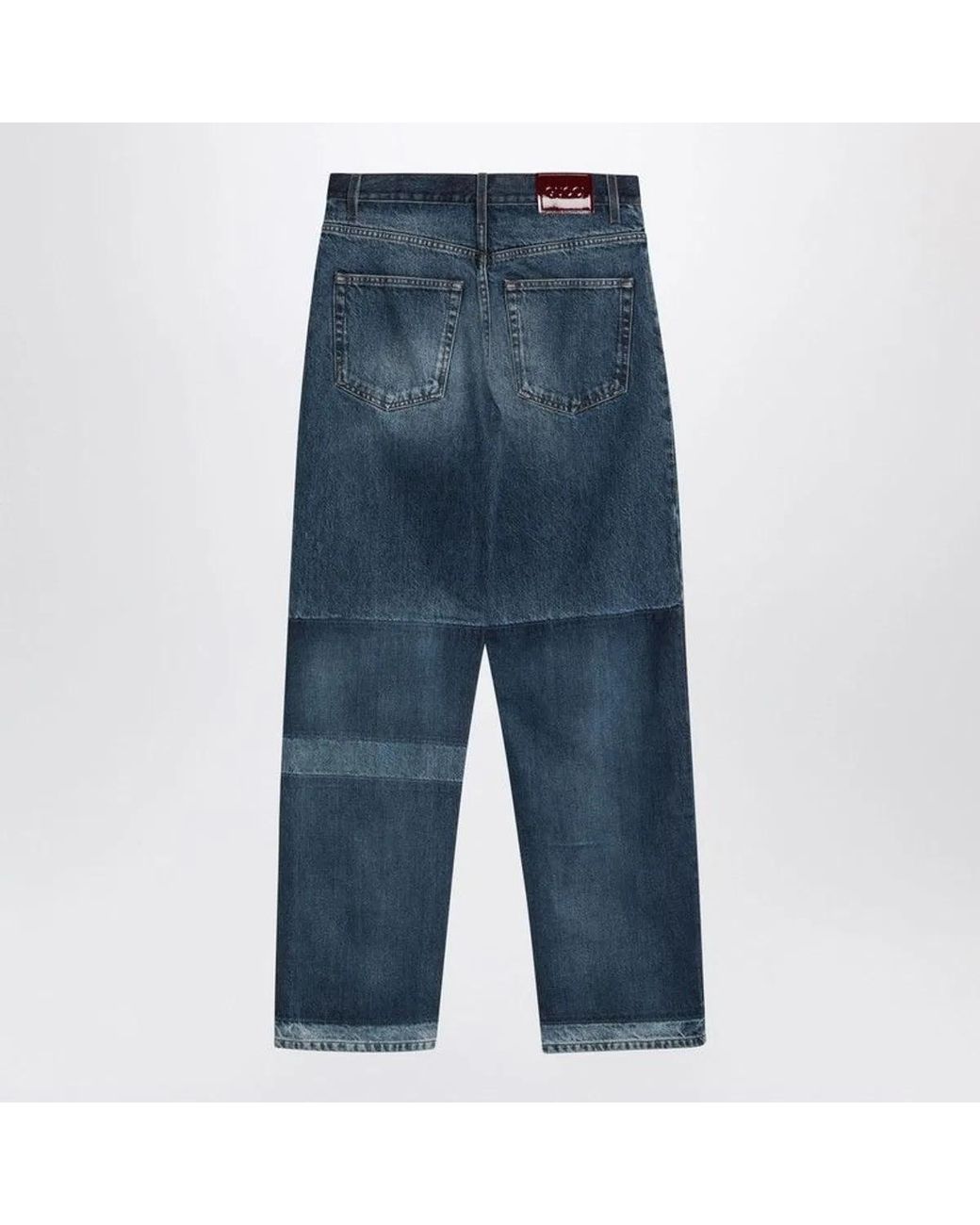 Gucci Blue Two-Tone Wide-Leg Jeans With Stone-Washed Treatment