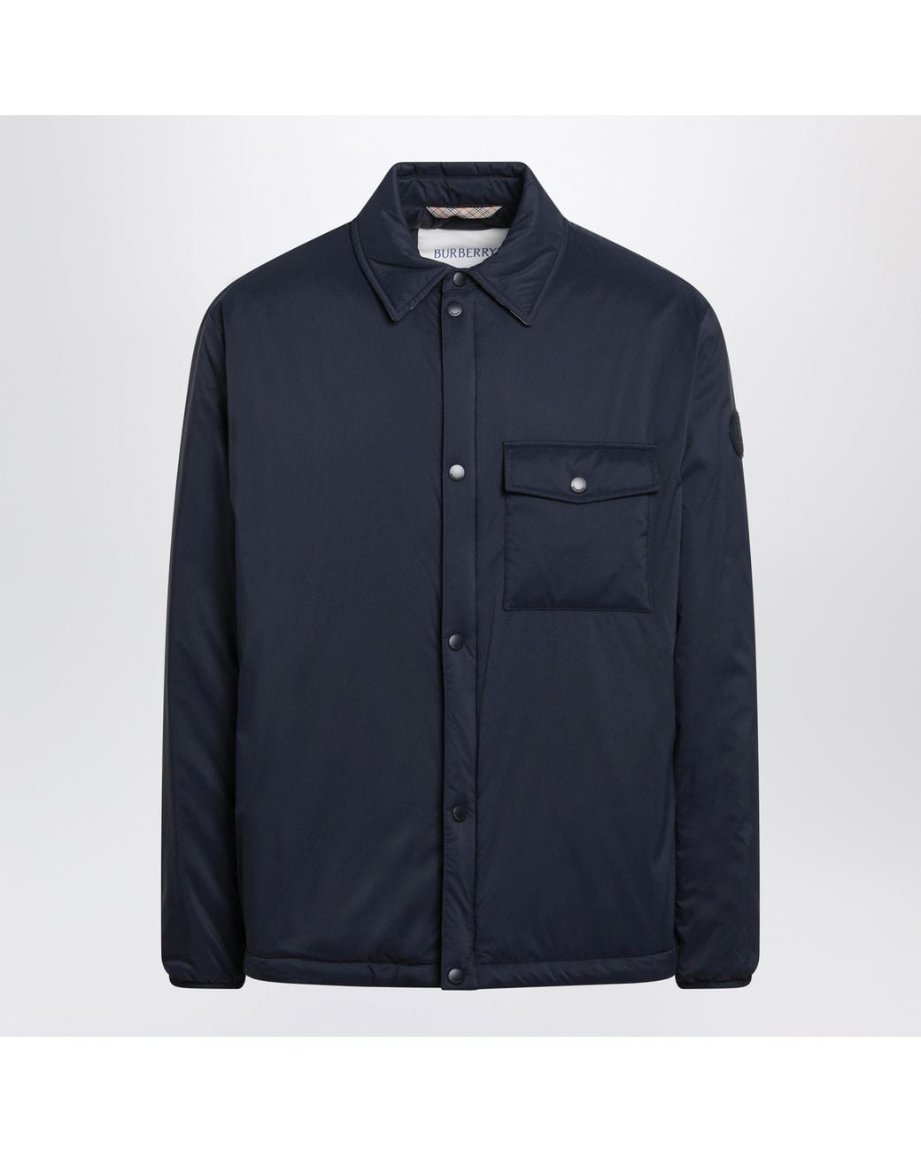 Burberry Blue Dalewood Nylon Shirt Jacket With House Check Under-Collar for men