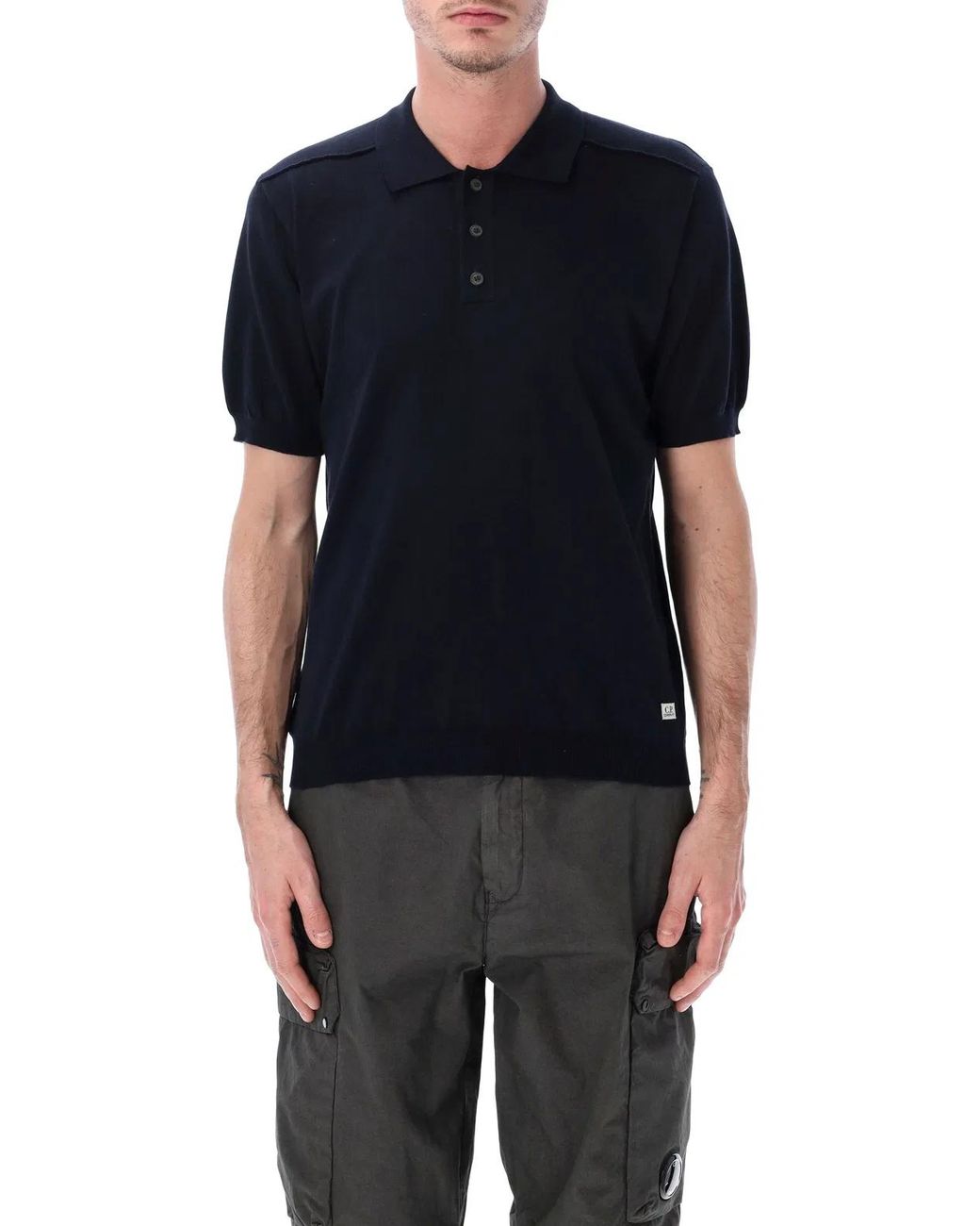 C P Company Black C.P.Company Short Sleeve Polo Sweater for men