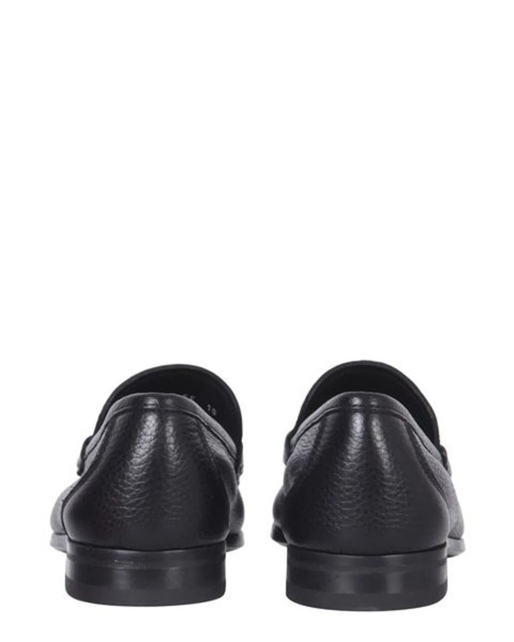 Ferragamo Gray Leather Loafers With Gancini Details for men