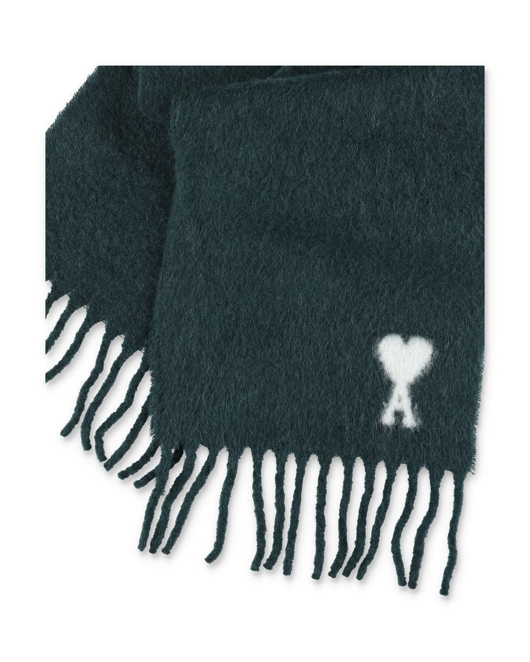 AMI Green Ami De Cœur Alpaca Scarf for men
