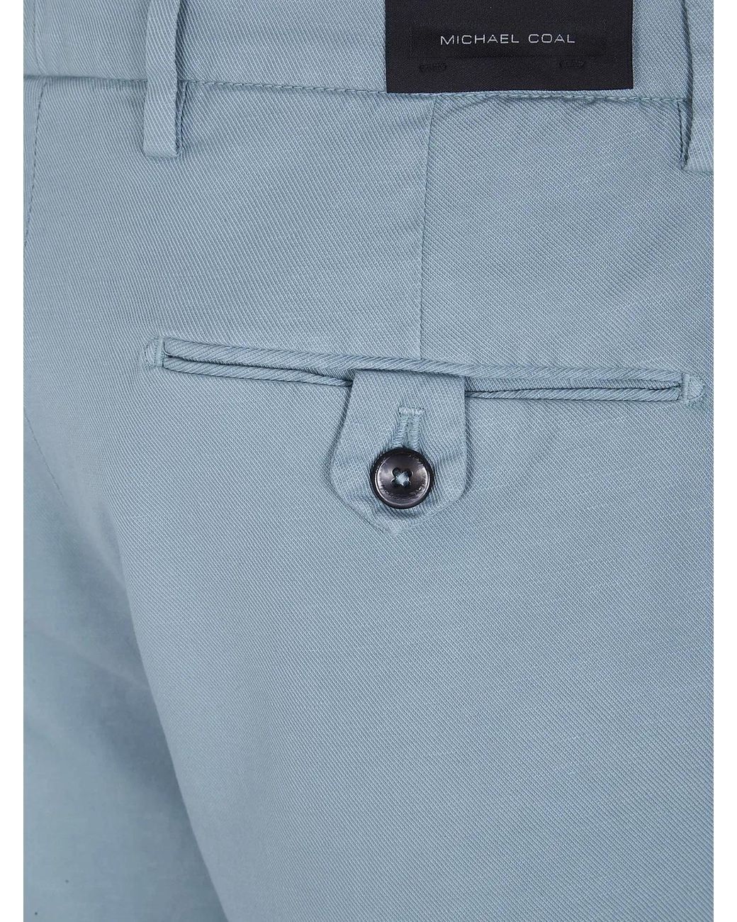 Michael Coal Blue Cotton & Linen Bermuda Trousers for men