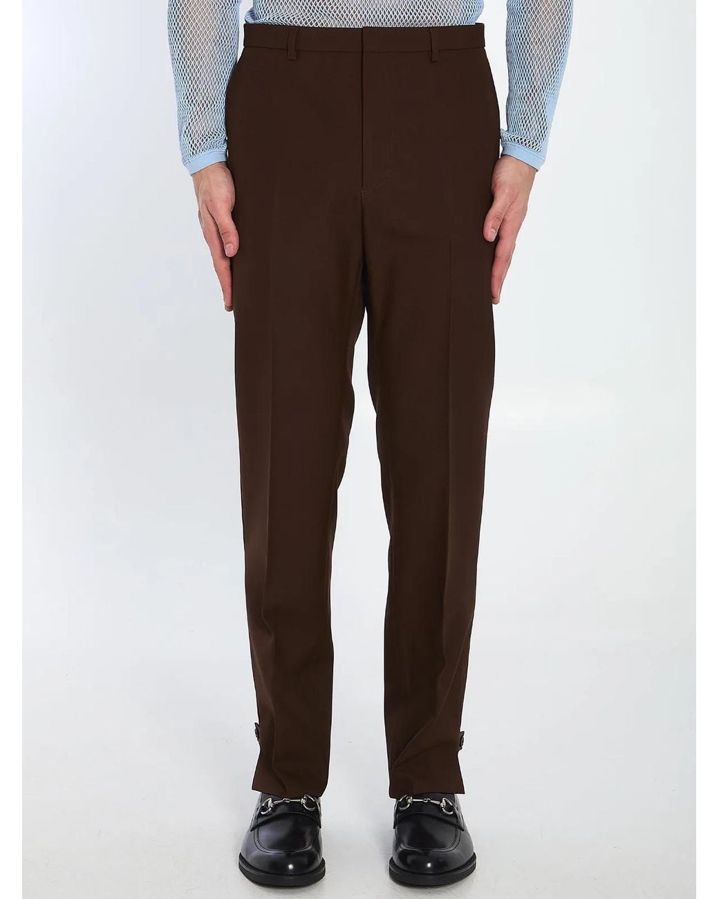 Gucci Brown Wool Twill Trousers for men