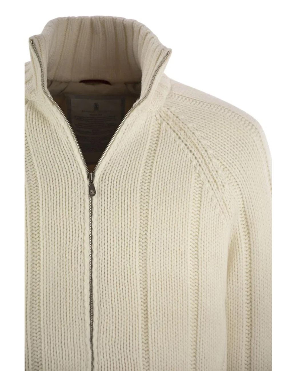 Brunello Cucinelli Natural Cashmere Knit Down Jacket With Zip for men