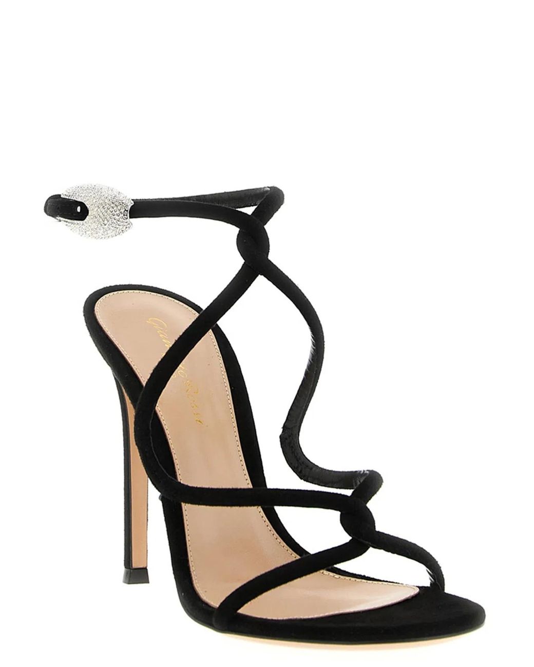 Gianvito Rossi Black 'Mamba Crystal' Sandals