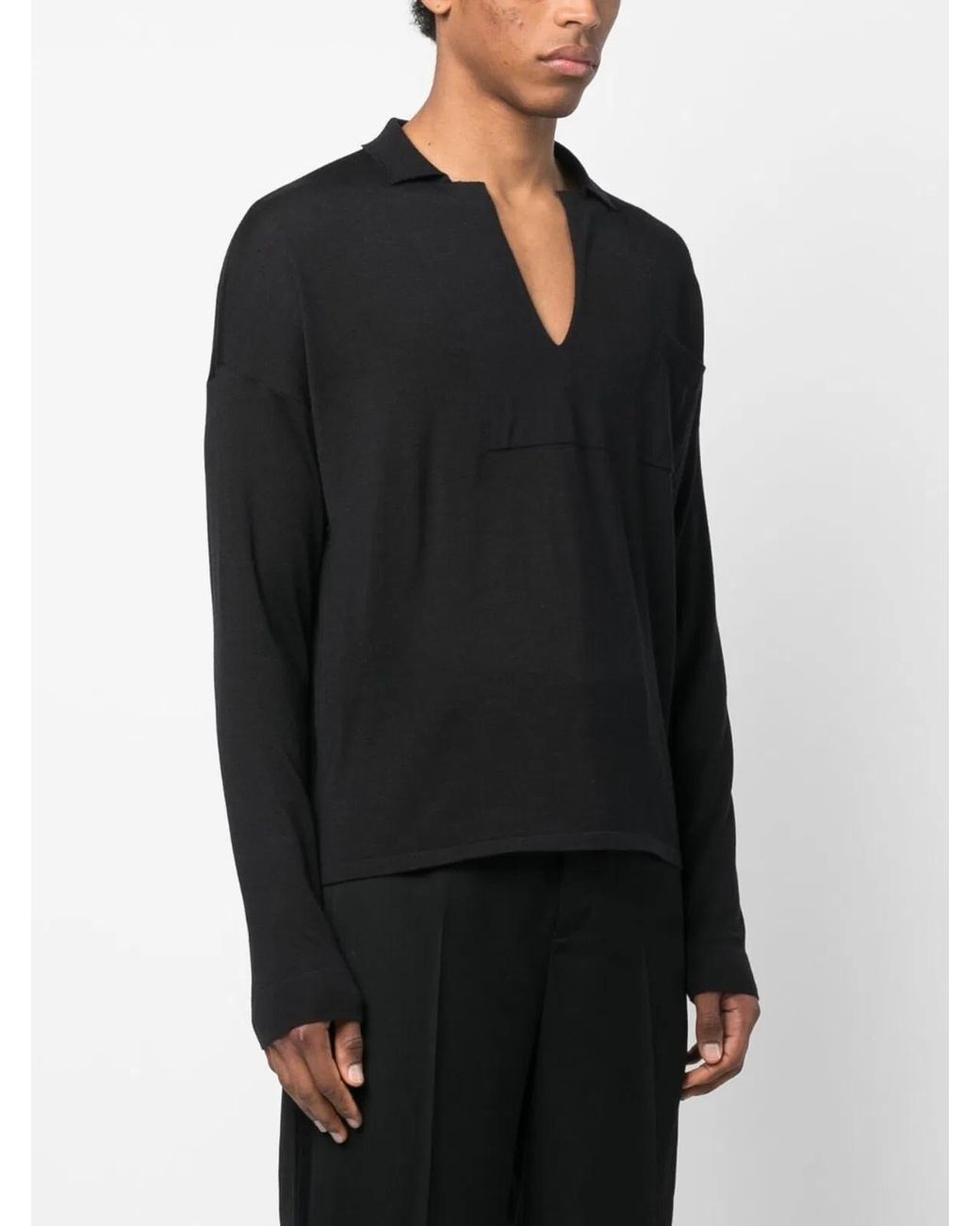 Saint Laurent Black Rich Wool-Silk Sweatshirt for men