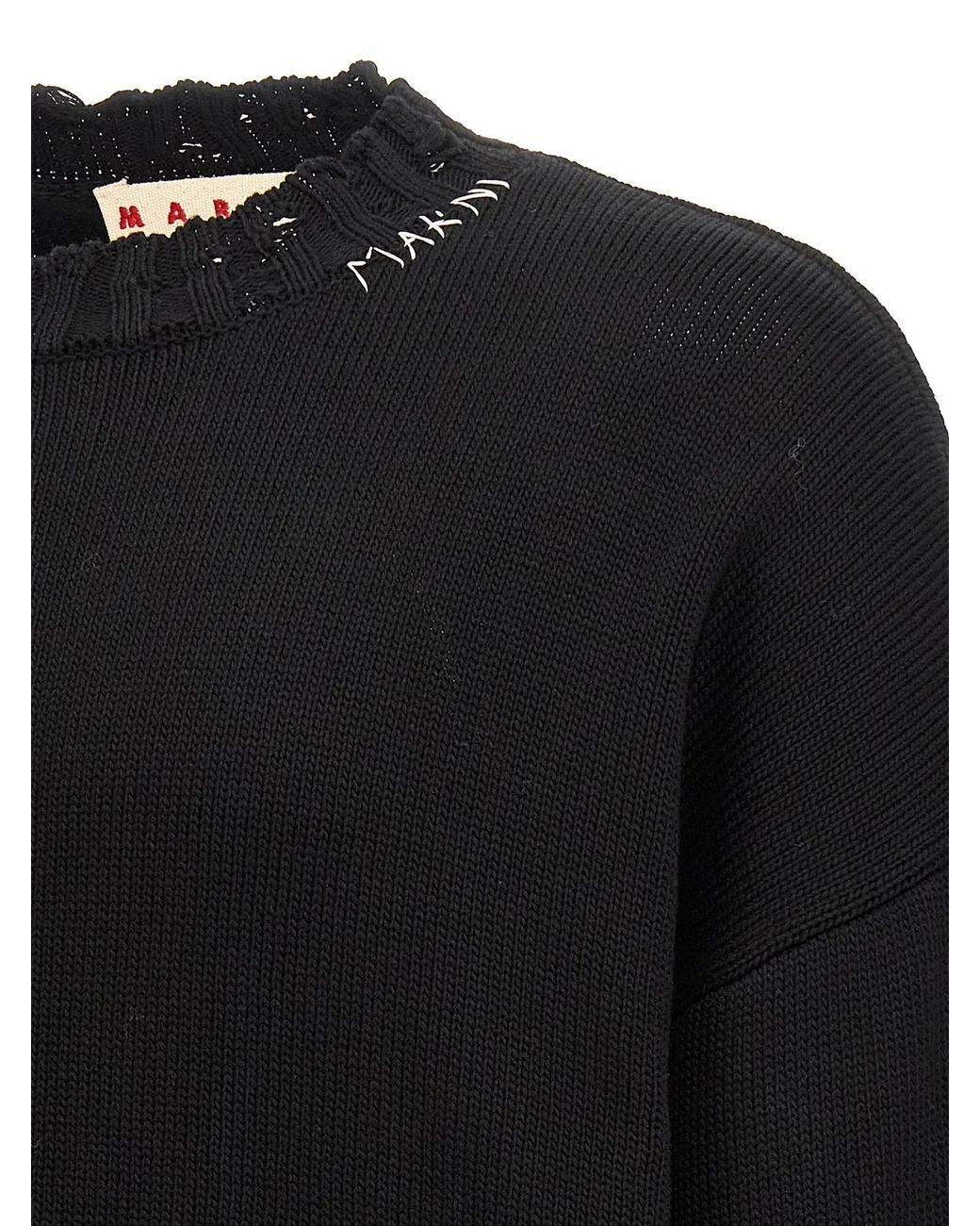Marni Black Destroyed Effect Sweater for men