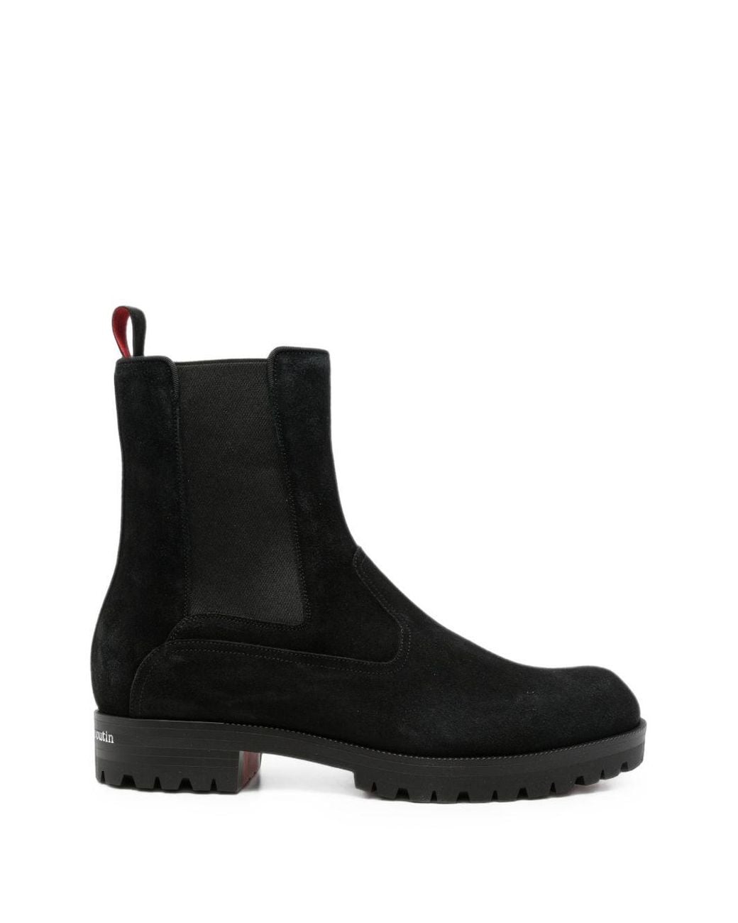 Christian Louboutin Black Cavernos Suede Chelsea Boots for men