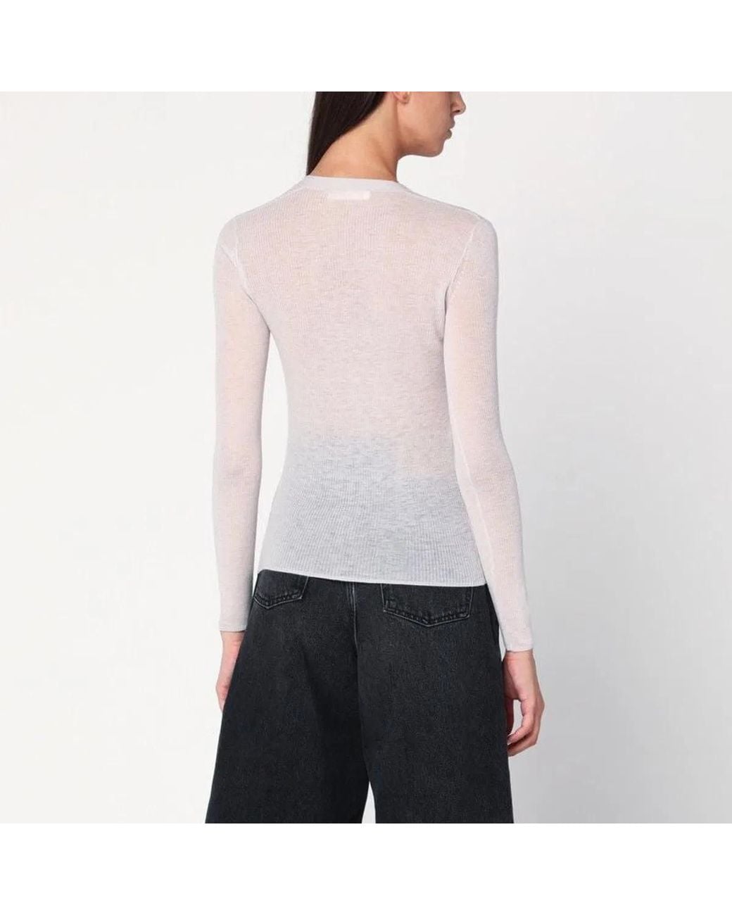 6397 Blue Ivory Semi-Sheer Knit Cardigan