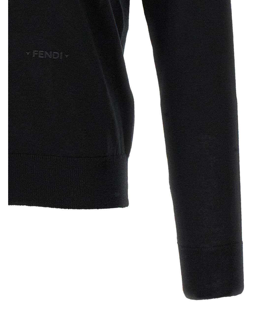 Fendi Black Stitching Polo Shirt With Visible Thread for men